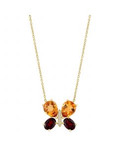 EFFY® Multi-Gemstone (4-1/5 ct. t.w.) & Diamond Accent Butterfly 18" Pendant Necklace in 14k Gold