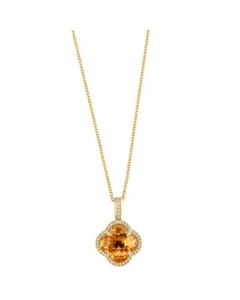 EFFY® Citrine (5-1/6 ct.t.w.) & Diamond (1/10 ct. t.w.) Clover 18" Pendant Necklace in 14k Gold