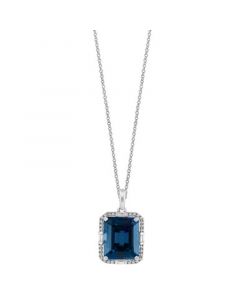 EFFY® London Blue Topaz (7 ct. t.w.) & Diamond (1/5 ct. t.w.) 18" Pendant Necklace in 14k White Gold