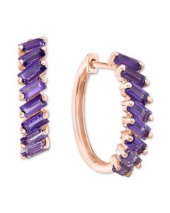 EFFY® Multi-Amethyst Small Hoop Earrings (1-1/2 ct. t.w.) in 14k Rose Gold-Plated Sterling Silver