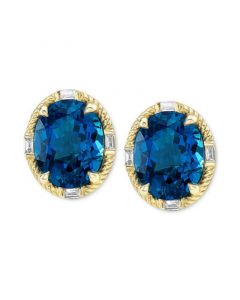 EFFY® London Blue Topaz (6-3/8 ct. t.w.) & Diamond (1/10 ct. t.w.) Stud Earrings in 14k Gold