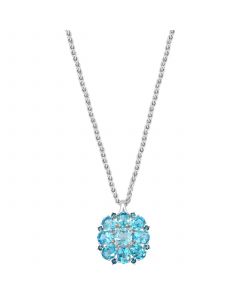 EFFY® Multi-Blue Topaz Flower Cluster 18" Pendant Necklace (16 ct. t.w.) in Sterling Silver