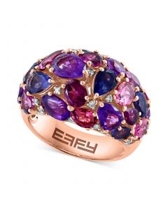 EFFY® Multi-Gemstone (7-5/8 ct. t.w.) & Diamond (1/8 ct. t.w.) Cluster Statement Ring in 14k Rose Gold