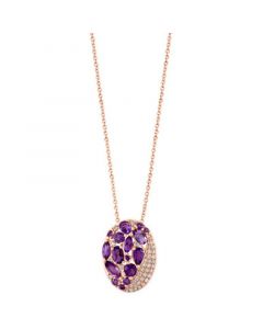 EFFY® Amethyst (1-7/8 ct. t.w.) & Diamond (1/5 ct. t.w.) Cluster 18" Pendant Necklace in 14k Rose Gold