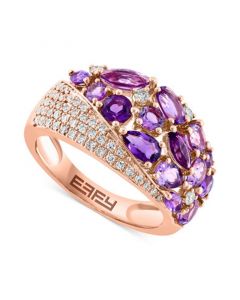 EFFY® Amethyst (2-1/3 ct. t.w.) & Diamond (1/3 ct. t.w.) Cluster Ring in 14k Rose Gold