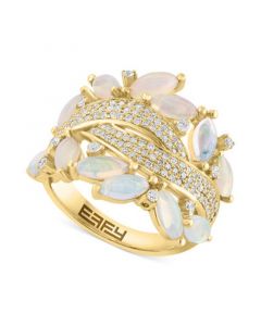 EFFY® Ethiopian Opal (1-3/4 ct. t.w.) ⋄ (5/8 ct. t.w.) Swirl Cluster Ring in 14k Gold