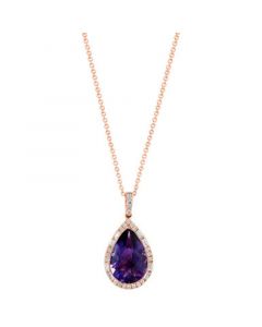 EFFY® Amethyst (4-7/8 ct. t.w.) & Diamond (1/4 ct. t.w.) Teardrop Halo 18" Pendant Necklace in 14k Rose Gold