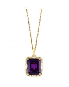 EFFY® Amethyst (5-3/4 ct. t.w.) & Diamond (1/5 ct. t.w.) Halo 18" Pendant Necklace in 14k Yellow Gold