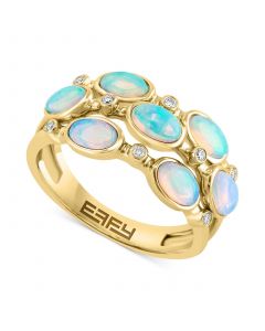 EFFY® Opal (1-1/3 ct. t.w.) & Diamond (1/20 ct. t.w.) Three Row Ring in 14k Gold