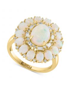 EFFY® Opal (3 ct. t.w.) & Diamond (1/5 ct. t.w.) Halo Cluster Ring in 14k Gold