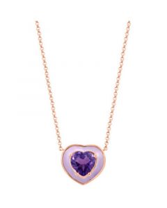 EFFY® Amethyst (1-1/3 ct. t.w.) & Purple Enamel Heart 16" Pendant Necklace in 14k Rose Gold