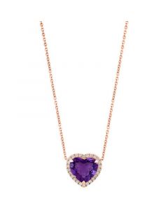 EFFY® Amethyst (3-5/8 ct. t.w.) & Diamond (1/4 ct. t.w.) Heart 18" Pendant Necklace in 14k Rose Gold