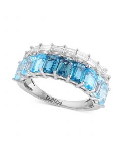 EFFY® Multi-Topaz Emerald-Cut Ombré Statement Ring (3-1/2 ct. t.w.) in 14K White Gold