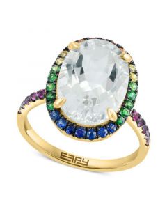 EFFY® White Topaz (7-7/8 ct. t.w.) & Multi-Sapphire (5/8 ct. t.w.) Ring in 14k  Yellow Gold