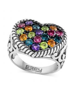 EFFY® Multi-Gemstone Heart Cluster Statement Ring (2-1/6 ct. t.w.) in Sterling Silver