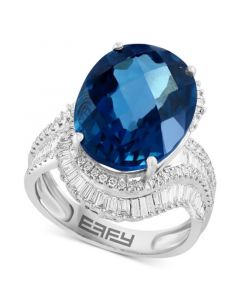 EFFY® Limited Edition London Blue Topaz (12-1/5 ct. t.w.) & Diamond (1 ct. t.w.) Ring in 14k White Gold