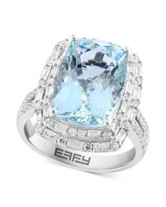 EFFY® Limited Edition Aquamarine (5-7/8 ct. t.w.) and Diamond (7/8 ct.t.w.) Halo Ring in 14k White Gold