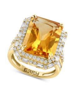 EFFY® Limited Edition Citrine (11-1/2 ct. t.w.) & Diamond (1-1/3 ct. t.w.) Halo Ring in 14k Gold