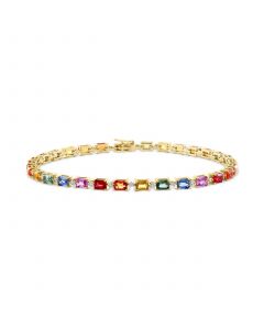 EFFY® Multi-Sapphire (7-7/8 ct. t.w.) & Diamond (1/3 ct. t.w.) Tennis Bracelet in 14k Gold