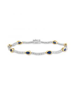 EFFY® Sapphire (2-1/4 ct. t.w.) & Diamond (1-1/3 ct. t.w.) Bracelet in 14k Two-Tone Gold