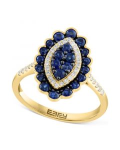 EFFY® Sapphire (7/8 ct. t.w.) & Diamond (1/5 ct. t.w.) Cluster Ring in 14k Gold