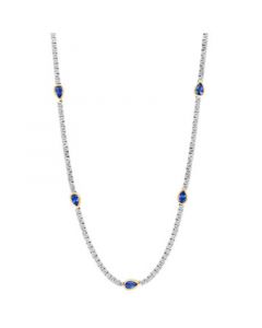 EFFY® Sapphire (7/8 ct. t.w.) & Diamond (4 ct. t.w.) 18" Collar Necklace in 14k Two-Tone Gold