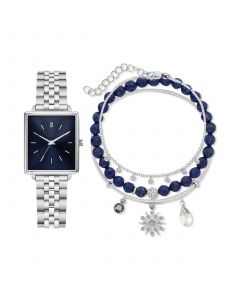 Women's Silver-Tone Metal Alloy Bracelet Watch 26mm Gift Set