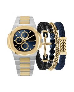 Men's Two-Tone Metal Alloy Bracelet Watch 52mm Gift Set