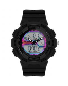 Women's Black Digital Sport Silicone Band Watch, 51mm