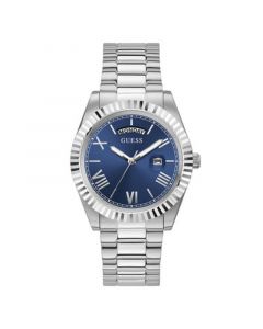 Men's Silver-Tone Stainless Steel Bracelet, Day, Date Watch, 42mm