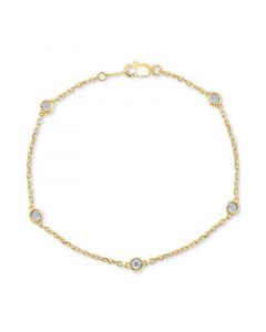 EFFY® Diamond Bezel Station Link Bracelet (1/10 ct. t.w.) in 14k Gold-Plated Sterling Silver