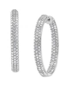 Lab Grown Diamond In & Out Medium Hoop Earrings (3 ct. t.w.) in 14k White Gold