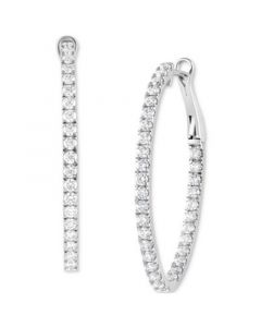 Lab Grown Diamond In & Out Medium Hoop Earrings (2 ct. t.w.) in 14k White Gold