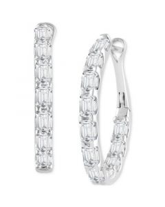 Lab Grown Diamond Emerald-Cut In & Out Medium Hoop Earrings (5 ct. t.w.) in 14k White Gold