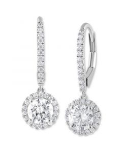 Lab Grown Diamond Halo Drop Earrings (1-1/4 ct. t.w.) in 14k White Gold