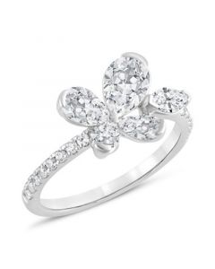 Lab Grown Diamond Pear, Marquise & Round Flower Ring (2 ct. t.w.) in 14k White Gold