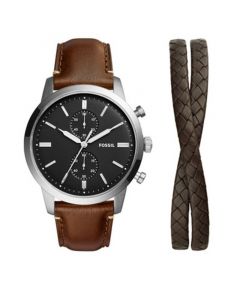 Men's Townsman Chronograph, Brown Leather Strap Watch, 44mm and Bracelet Set