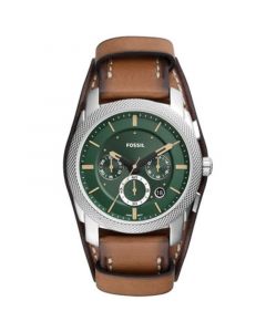 Men's Machine Chronograph Brown Leather Strap Watch, 42mm