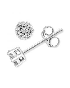 Diamond Cluster Stud Earrings (1/5 ct. t.w.) in 14k White Gold