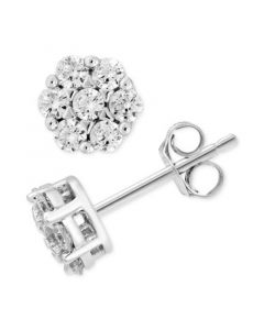 Diamond Cluster Stud Earrings (3/8 ct. t.w.) in 14k White Gold