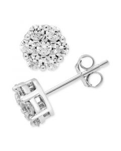 Diamond Cluster Stud Earrings (5/8 ct. t.w.) in 14k White Gold