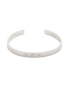 Crest Logo Cuff Bangle Bracelet in Sterling Silver