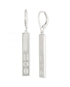 Logo Crest Vertical Bar Drop Earrings in Sterling Silver