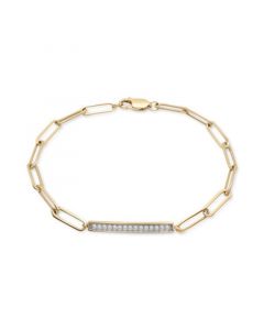 Diamond Bar Paperclip Link Bracelet  (1/6 ct. t.w.) in 14k Gold-Plated Sterling Silver, Created for Macy's