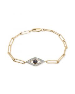 Black Diamond (1/20 ct. t.w.) & White Diamond (1/10 ct. t.w.) Evil Eye Paperclip Link Bracelet