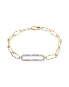 Diamond Elongated Pavé Link Paperclip Link Bracelet (1/6 ct. t.w.) in 14k Gold-Plated Sterling Silver, Created for Macy's