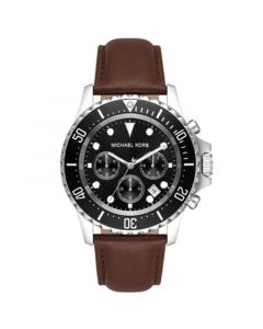 Men's Everest Chronograph Chocolate Leather Strap Watch 45mm