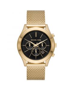 Men's Slim Runway Chronograph Gold-Tone Stainless Steel Mesh Bracelet Watch 44mm