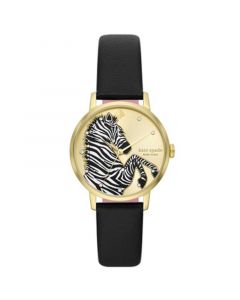 Kate Spade Women's Metro Three-Hand Zebra Black Leather Strap Watch 34mm