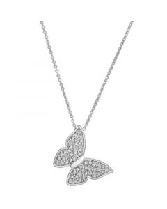 Diamond Butterfly 18" Pendant Necklace (1/10 ct. t.w.) in Sterling Silver, Created for Macy's